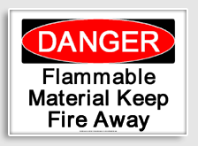 free printable flammable material keep fire away osha  sign 