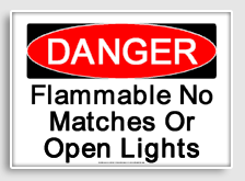 free printable flammable no matches or open lights osha  sign 