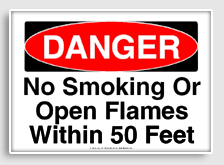 free printable no smoking or open flames within 50 feet osha  sign 
