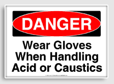 free printable wear gloves when handling acid or caustics osha  sign 