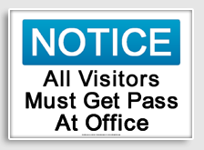 free printable all visitors must get pass at office osha  sign 
