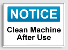 free printable clean machine after use osha  sign 