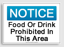 free printable food or drink prohibited in this area osha  sign 