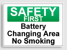 free printable battery changing area no smoking osha  sign 