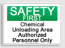 free printable chemical unloading area authorized personnel only osha  sign 