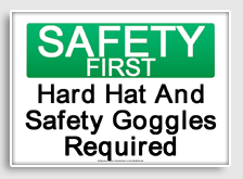 free printable hard hat and safety goggles required osha  sign 