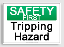 free printable tripping hazard osha  sign 