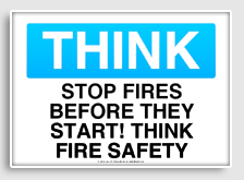 free printable stop fires before they start! think fire safety osha  sign 