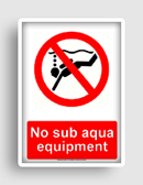 free printable no sub aqua equipment  sign 