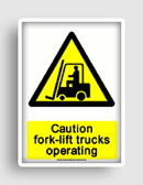 free printable caution fork-lift trucks operating  sign 
