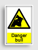 free printable danger bull  sign 